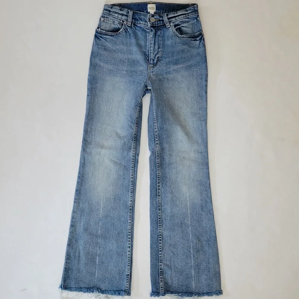 La Vie Rebecca Taylor High Rise Cropped Flare Raw Fray Hem Jean - Picture 2 of 12